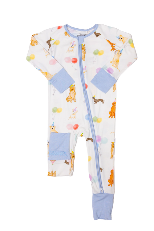 The Uptown Baby Sleep Romper - Dog Party - Flying Ryno