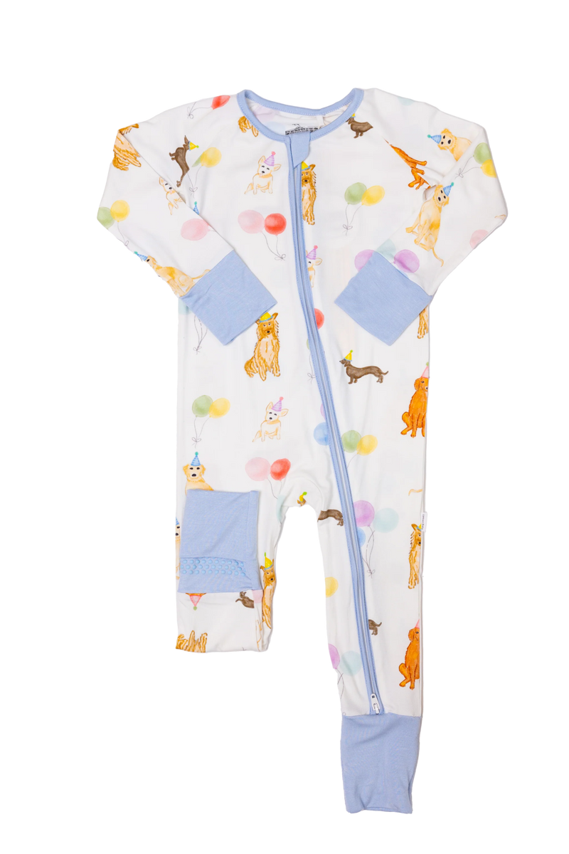 The Uptown Baby Sleep Romper - Dog Party - Flying Ryno