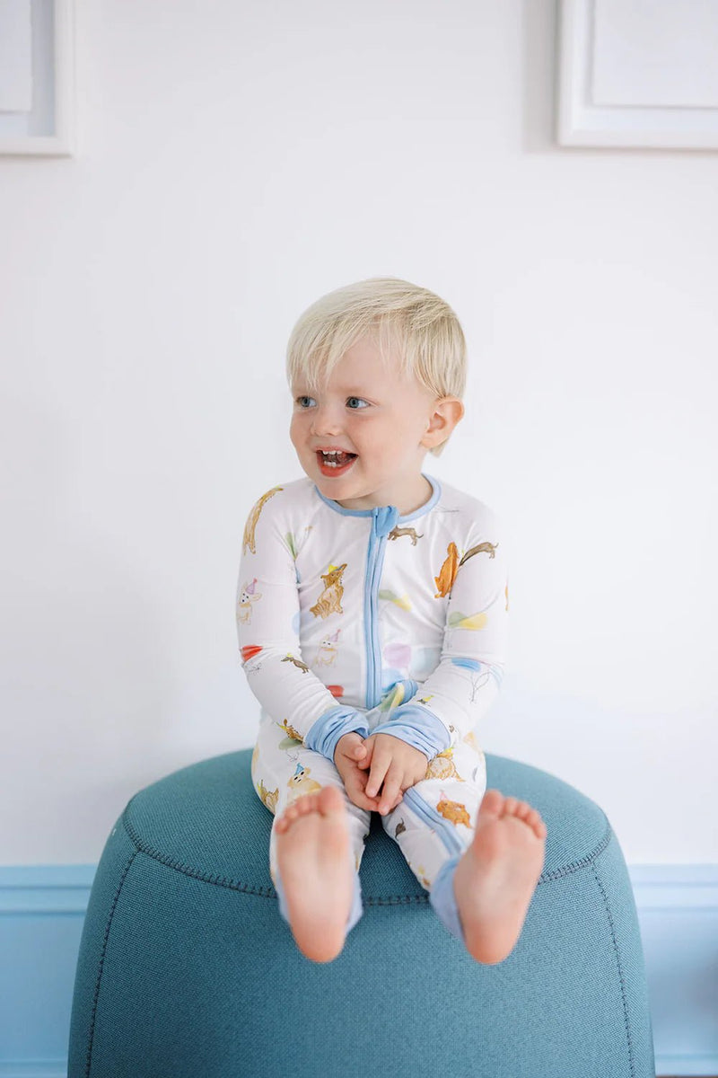 The Uptown Baby Sleep Romper - Dog Party - Flying Ryno