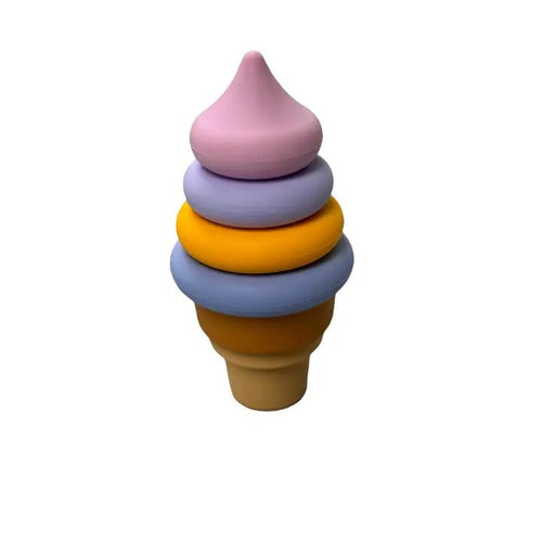 Three Hearts Modern Teething Ice Cream Cone Silicone Stacker - Flying Ryno