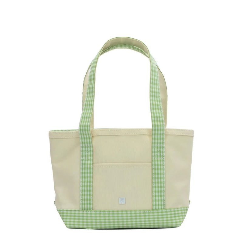 Trvl design MINI TOTE - COATED CANVAS With GINGHAM LEAF TRIM - Flying Ryno