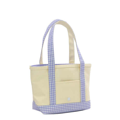 Trvl Design Mini Tote Coated Canvas with Gingham Lilac Trim - Flying Ryno