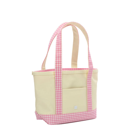 Trvl Design Mini Tote Coated Canvas with Gingham Pink Trim - Flying Ryno