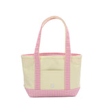 Trvl Design Mini Tote Coated Canvas with Gingham Pink Trim - Flying Ryno