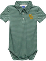 Vive La Fete Baylor Bears Embroidered Hunter Green Stripe Polo Onesie - Flying Ryno