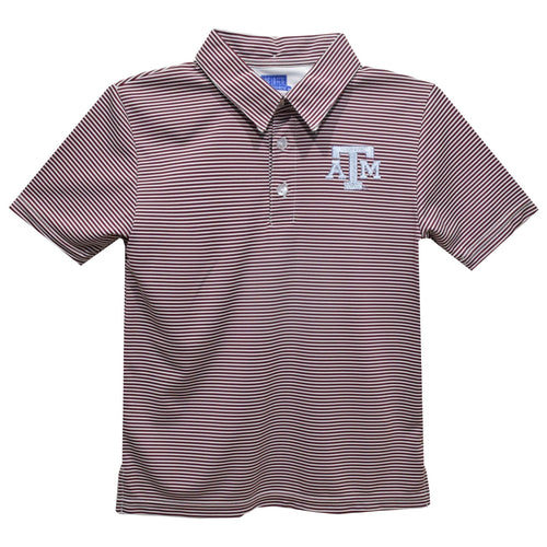 Vive La Fete Texas AM Aggies Embroidered Maroon Stripes Short Sleeve Polo Box Shirt - Flying Ryno